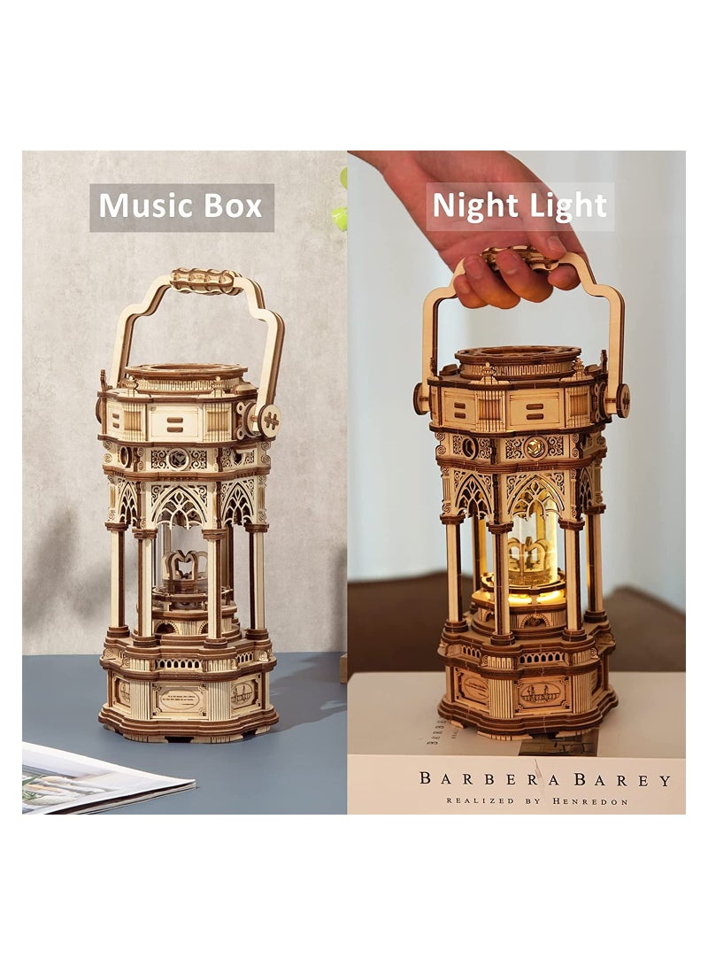 3D Wooden Puzzles Mechanical Music Box - DIY Rotating Vintage LED Lantern 11.8 - Image 3